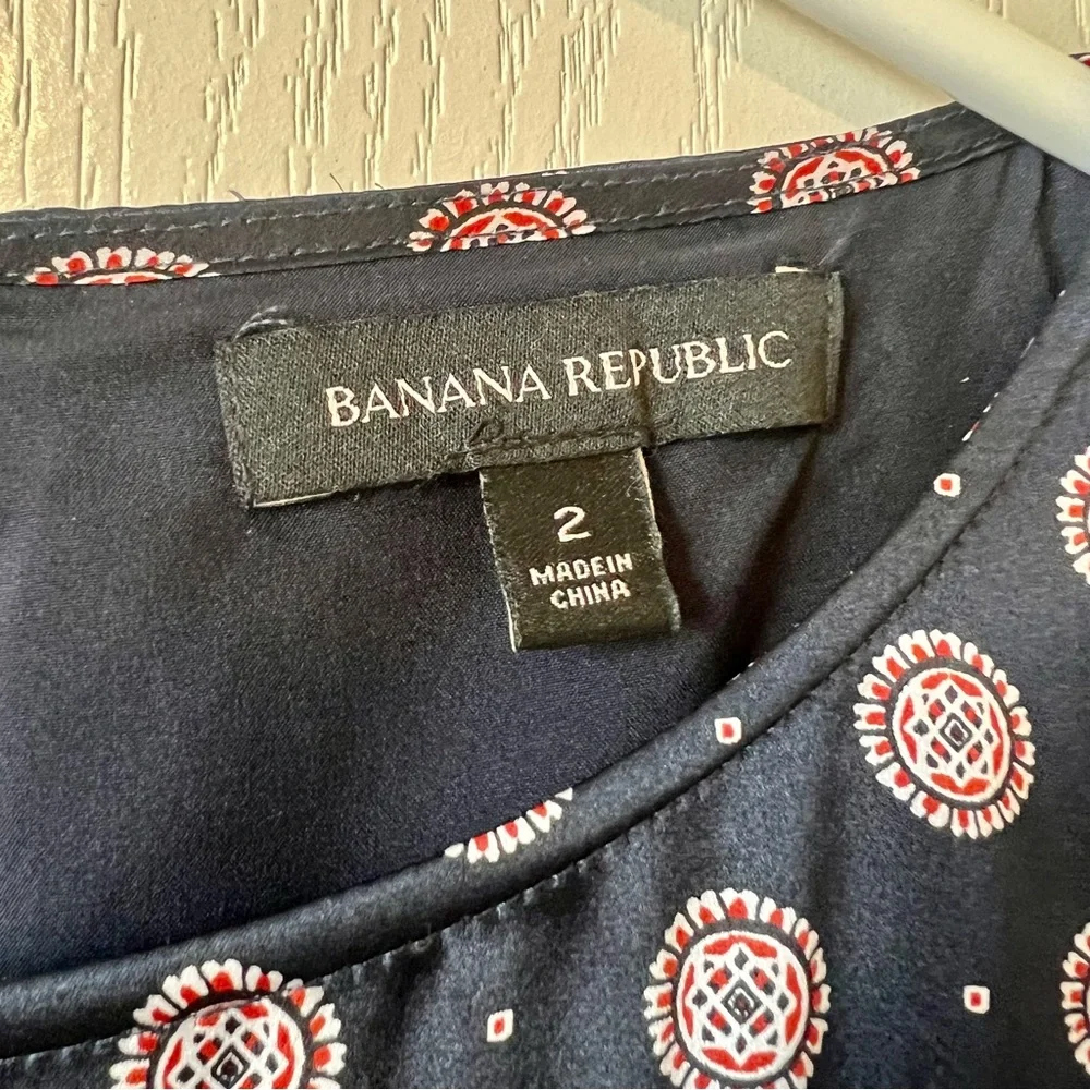 BANANA REPUBLIC Luxurious Silk Printed Long Sleeve Shift Dress—SZ. 2